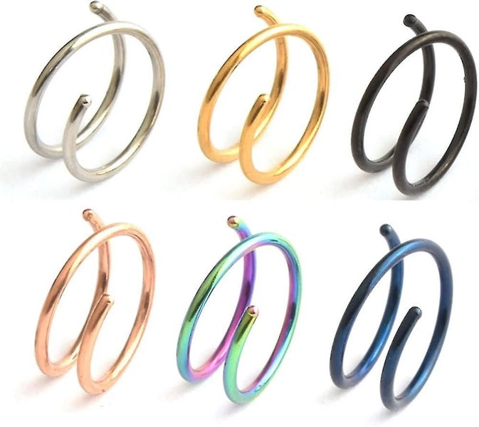 6Pc Stainless Steel Double Layers Hoop Ring Piercing 20G Ear Cartilage Tragus Carousel 1