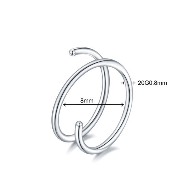6Pc Stainless Steel Double Layers Hoop Ring Piercing 20G Ear Cartilage Tragus Carousel 2