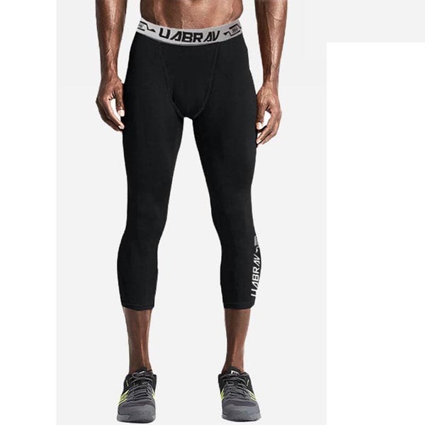Men Compression 3/4 Pants Quick Dry Fitness Gym Athletic Sports Running Tights Carousel 1