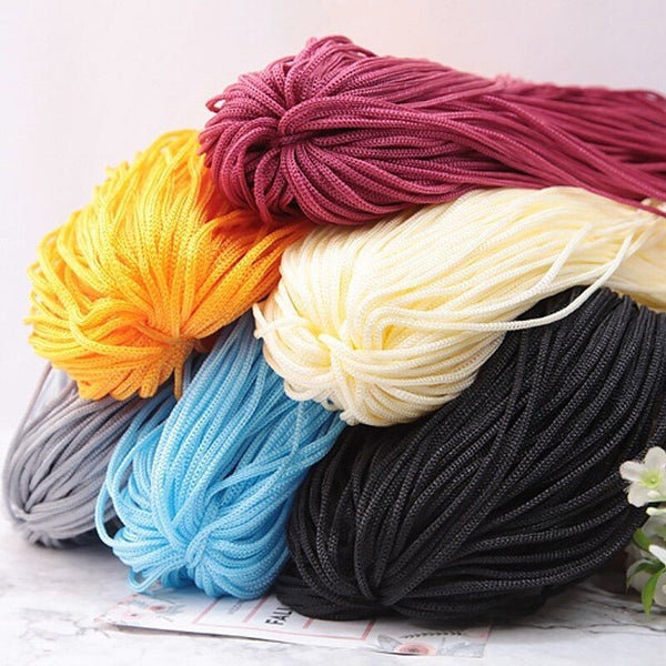 200m x 3mm Color Nylon Cord Thread Crochet Hollow Line Macrame DIY Hand Woven Carousel 1