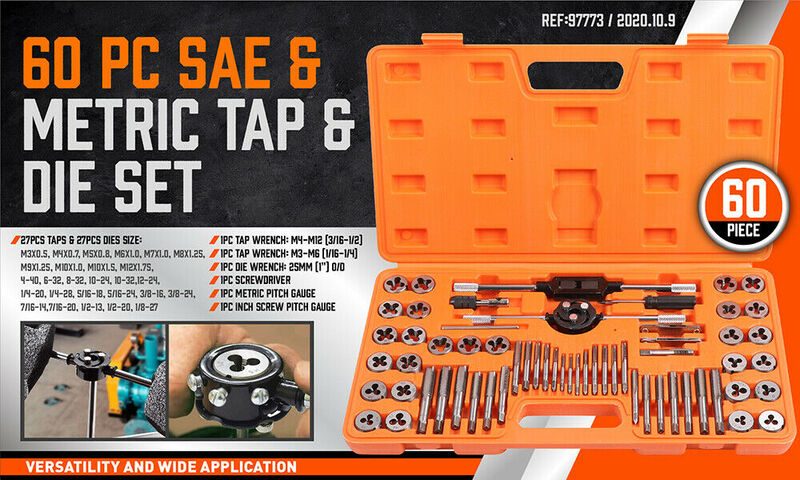 60pcs Tap and Die Set SAE Inch and Metric Sizes 2036510 Carousel 8
