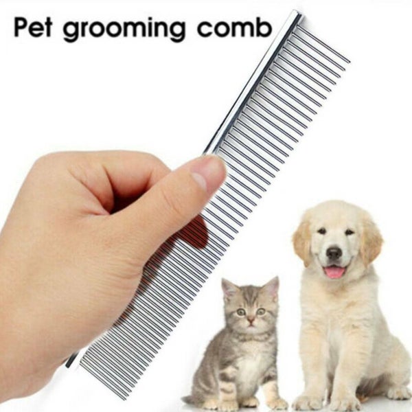 Pet Puppy Dog Cat Metal Double Row Teeth Brush Grooming Hair Comb Fur Rake Carousel 1