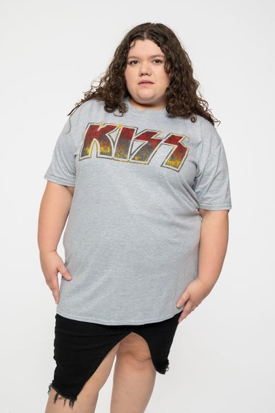 Kiss T Shirt Vintage Classic Band Logo distressed new Official Mens Grey Carousel 5