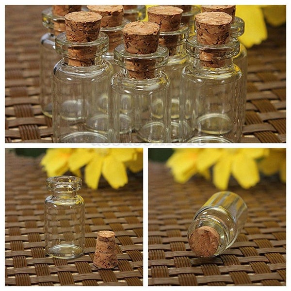 24PCS/Pack Blank Tiny Small Transparent Message Bottles Vials Glass Bottle With Carousel 5