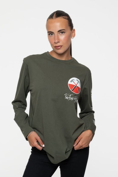 Pink Floyd T Shirt The Wall Hammers Logo new Official Unisex Green Long Sleeve Carousel 4
