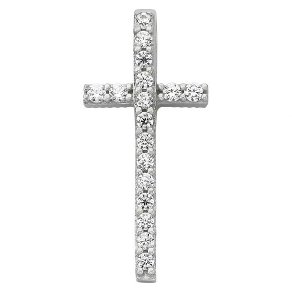 9ct White Gold CZ Cross Pendant Carousel 1