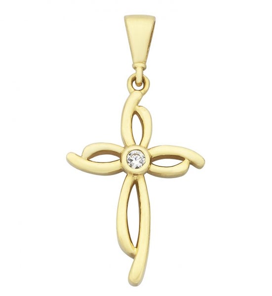9ct CZ Abstract Cross Pendent Carousel 1