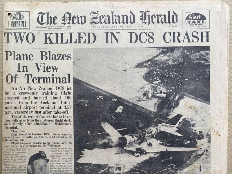 OLD NEWSPAPER: The New Zealand Herald, 5 July 1966 - Air NZ DC8 Crash Carousel 1