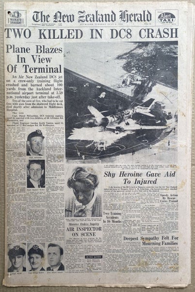 OLD NEWSPAPER: The New Zealand Herald, 5 July 1966 - Air NZ DC8 Crash Carousel 2