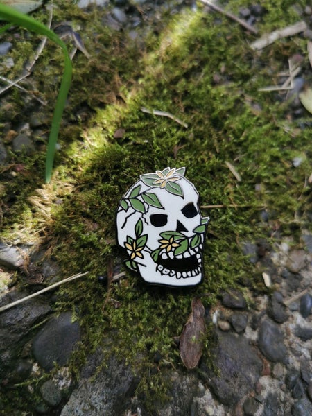 Skull Covered in Jasmine Flowers Pin Carousel 2