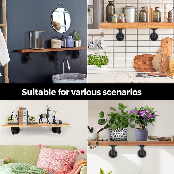 4Pack Industrial Pipe DIY Shelf Bracket 10X15CM Carousel 6