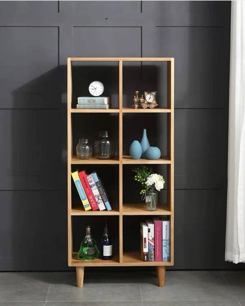 Berlin Solid Oak Vertical Bookcase 8 Cubes Carousel 1