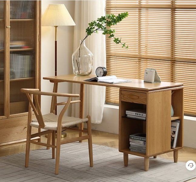 Berlin Natural Solid Oak Desk with storage 1.2m Carousel 1