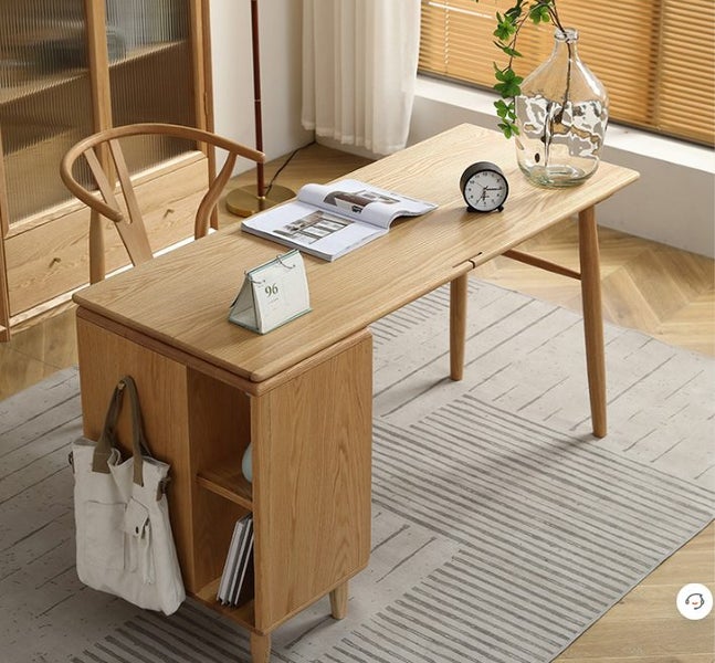 Berlin Natural Solid Oak Desk with storage 1.2m Carousel 2