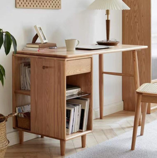 ON SALE! Berlin Natural Solid Oak Desk with storage.1.4m Carousel 1