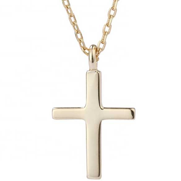 18K Gold Cross Minimalist Design Gold Chain Necklace "Yolanda" Carousel 1