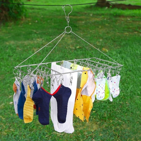 52 peg Drying Rack Stainless Steel Clothes Sock Dryer Hanger 3666401 Carousel 1