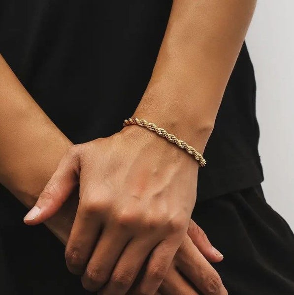 Men's 18k Gold Filled Twisted Link Chain Bracelet - SALE! Carousel 2