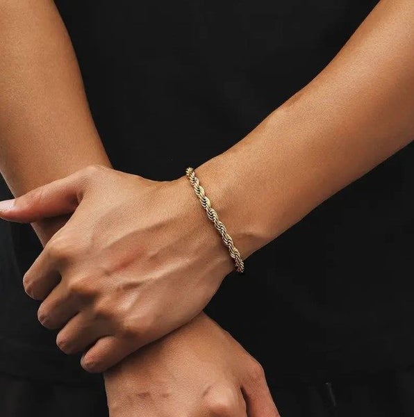 Men's 18k Gold Filled Twisted Link Chain Bracelet - SALE! Carousel 3