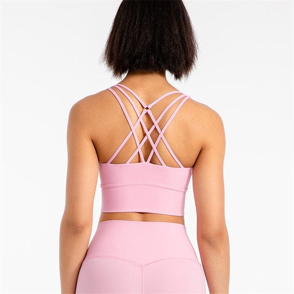 Solid Color Fitness Bra Beauty Cross Beauty Back Women Gym Tank Top Carousel 1