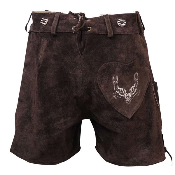 Women Lederhosen Oktoberfest Costume Bavarian Leather Short Chocolate Brown Carousel 2
