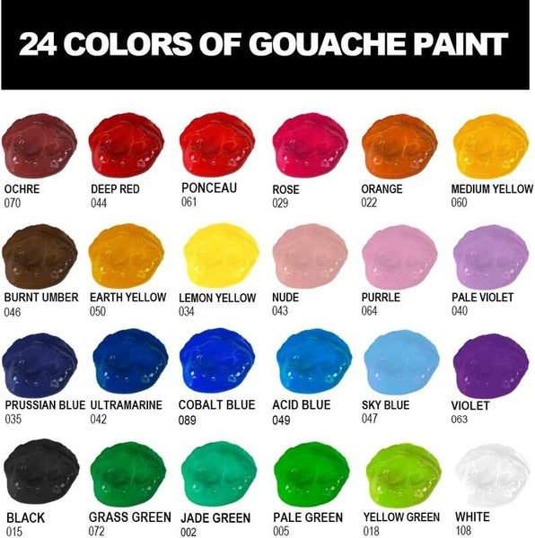 HIMI Gouache Paint, Set of 24 Colors×30ml with Paint Brushes, Unique Jelly  Cup Design, Non Toxic for Artist, Student & Beginners, Gouache Watercolor