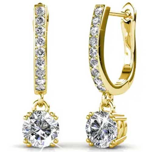 18K Gold Huggie Crystal Earrings "Lara" Carousel 1