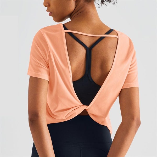 Sexy Yoga Vest Sports Top Loose Casual Open Back Mesh T-shirt Tank Carousel 1