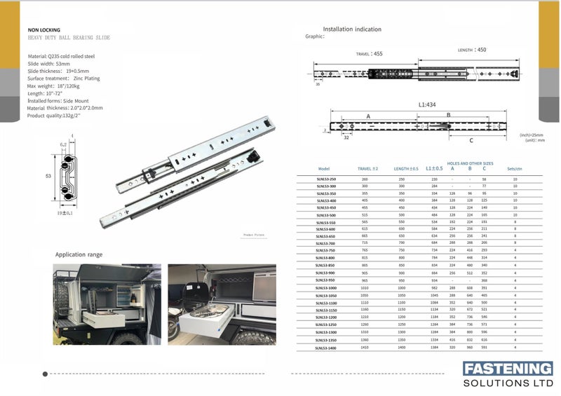 SLNL53-550 SLIDE RUNNER OPEN/CLOSE NON LOCKING Carousel 1