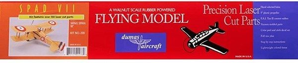 Dumas #238 Plane Kit: 18" SPAD S.VII - Rubber Powered Flying Model Carousel 3