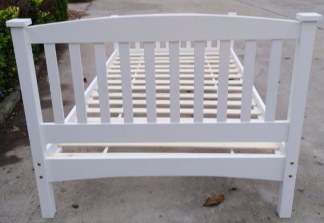 KING SINGLE WHITE SLAT BED 100% SOLID PINE+REVERSIBLE ROLLAWAY BED! Carousel 4
