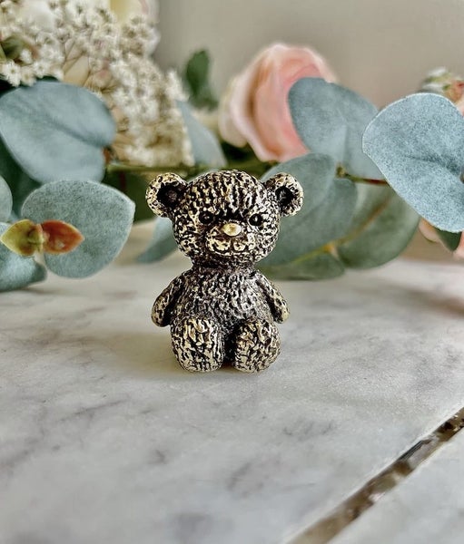 Antique Bronze Teddy Bear Figurine Brass Ornament Metal Decor Carousel 3