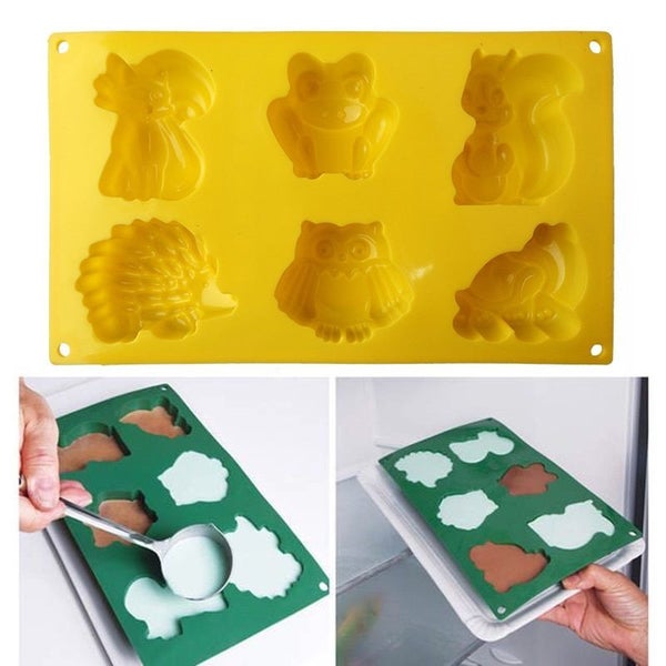 6 hole cartoon animal silicone cake mold DIY baking mold cake decoration tool Carousel 1