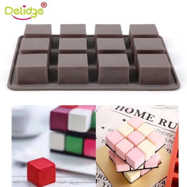 12 Holes Square Chocolate Fondant Mold Fondant Cutter Kitchen Accessories Carousel 1