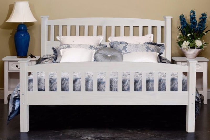 DOUBLE WHITE SLAT BED FRAME + 25cm INNERSPRUNG MATTRESS WITH LUXURY PILLOW TOP Carousel 1