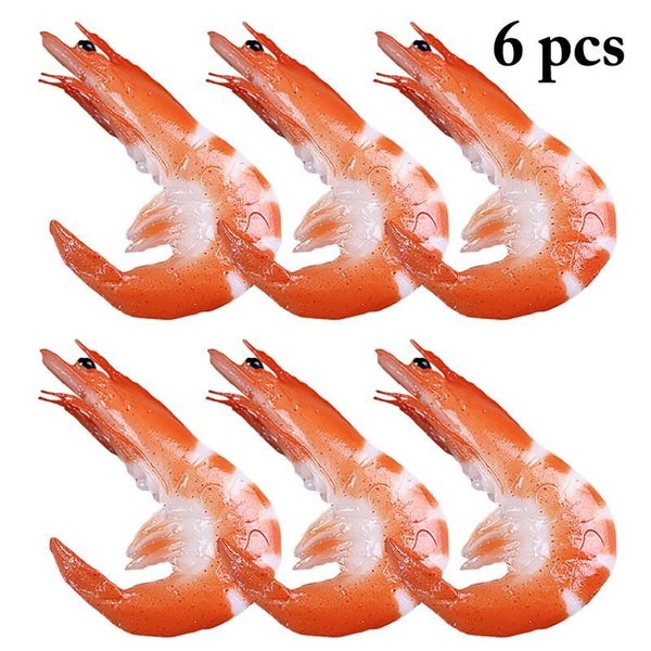 6PCS Simulation Shrimp Fake Food Model Shrimp Shooting Prop Photo Props Carousel 1