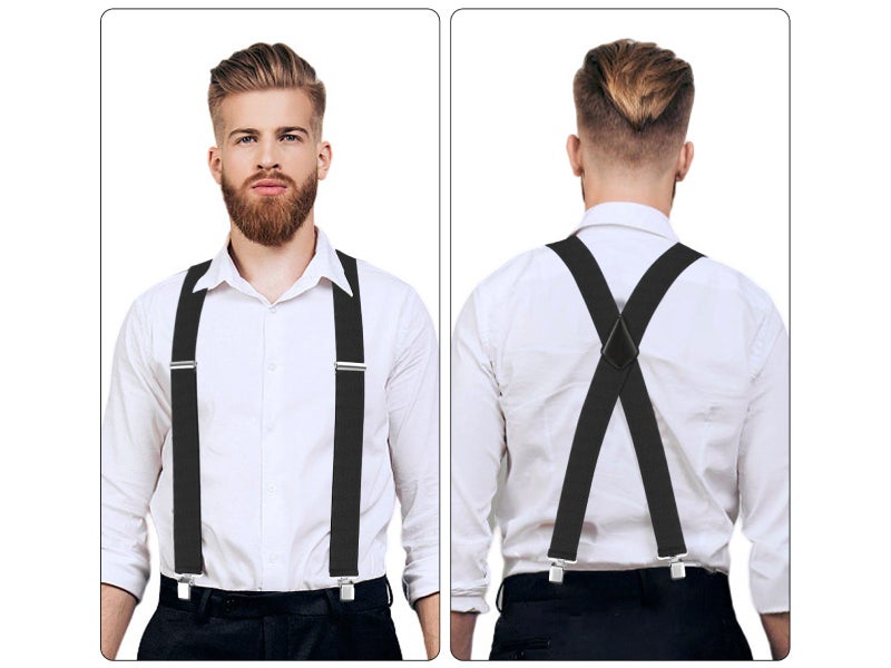 Mens Suspenders 2 Inches Wide Adjustable X Back Braces Heavy Duty Black62957610772097114