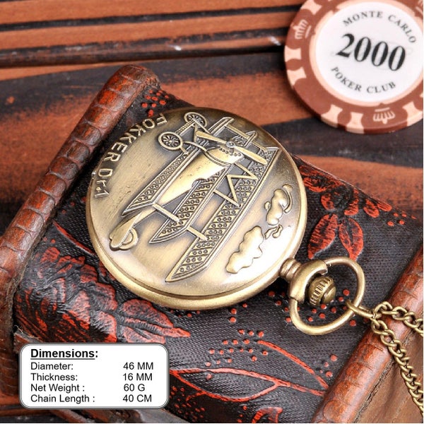 Retro WWII Aircraft Biplane Vintage Men's Pocket Watch *Local Clearance* Carousel 2