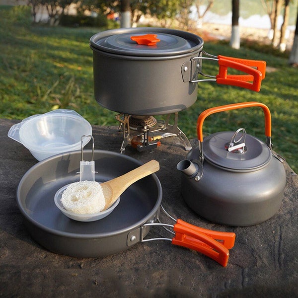 Camping Cookware Set Aluminum Portable Outdoor Tableware Cookset Carousel 1