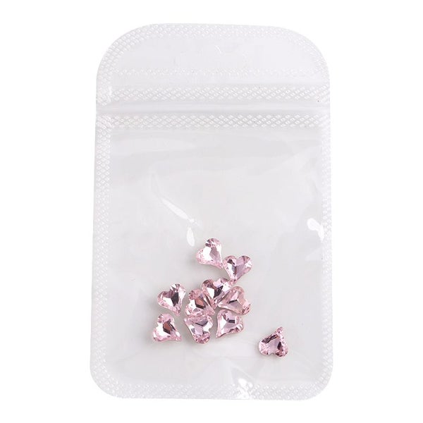 10pcs Pink Heart Rhinestones Nail Art Decorations Crystal Charms Carousel 1