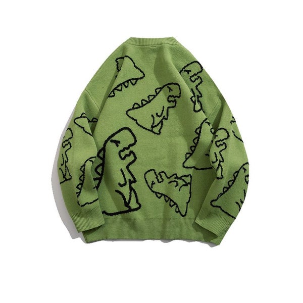 FGKKS Sweater Men Harajuku Fashion Knitted Hip Hop Dinosaur Cartoon Carousel 1