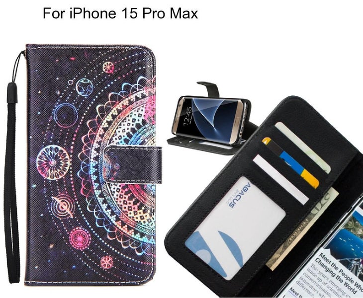 iPhone 15 Pro Max case 3 card leather wallet case printed ID Carousel 1