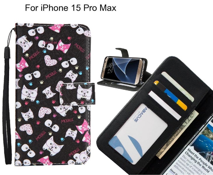 iPhone 15 Pro Max case 3 card leather wallet case printed ID Carousel 1