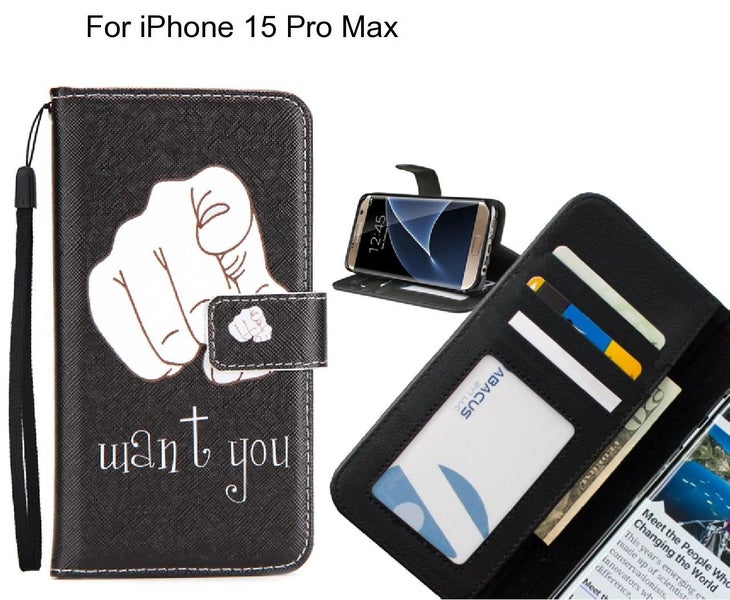 iPhone 15 Pro Max case 3 card leather wallet case printed ID Carousel 1
