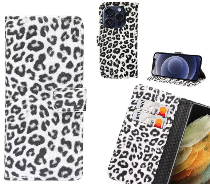 iPhone 15 Pro Max Case Leopard Leather Flip Wallet Case Carousel 1