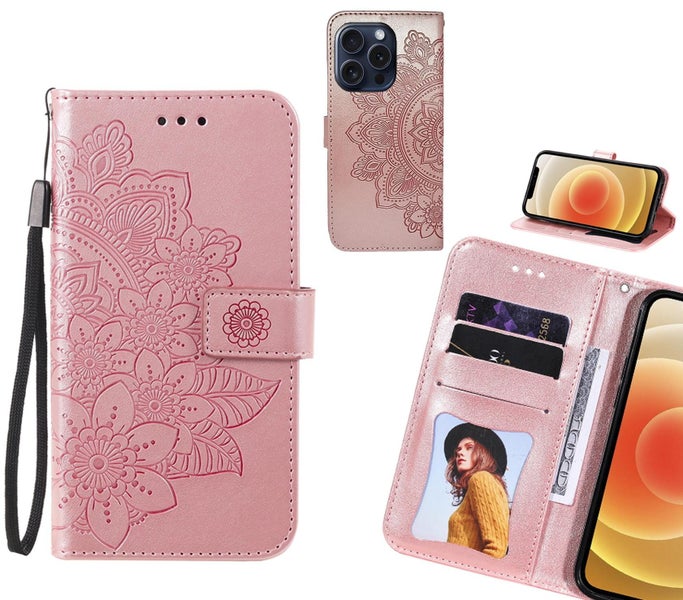 iPhone 15 Pro Max Case Embossed Floral Leather Wallet case Carousel 1