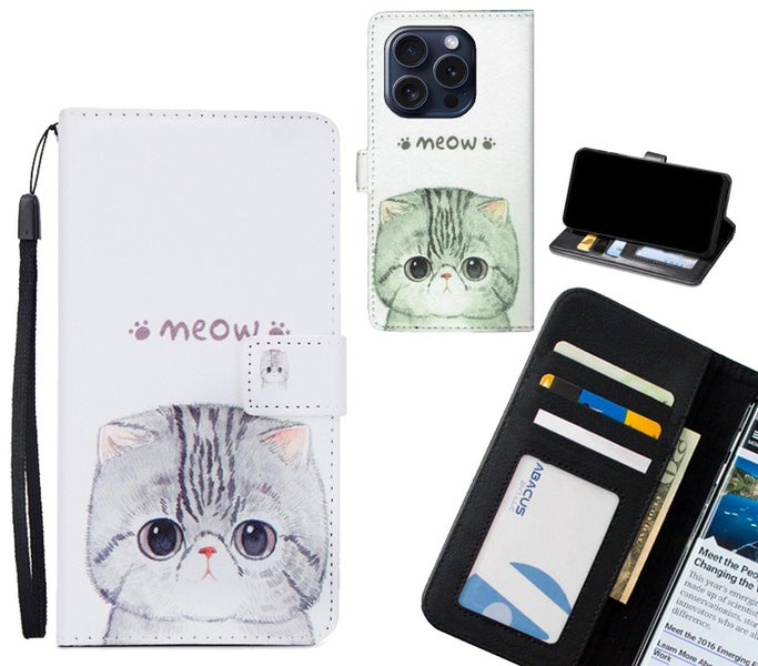 iPhone 15 Pro Max case 3 card leather wallet case printed ID Carousel 1