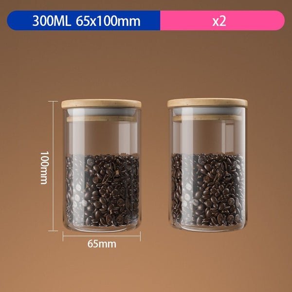 Bamboo Lid Glass Airtight Canister Food Container Tea Coffee Beans Carousel 1
