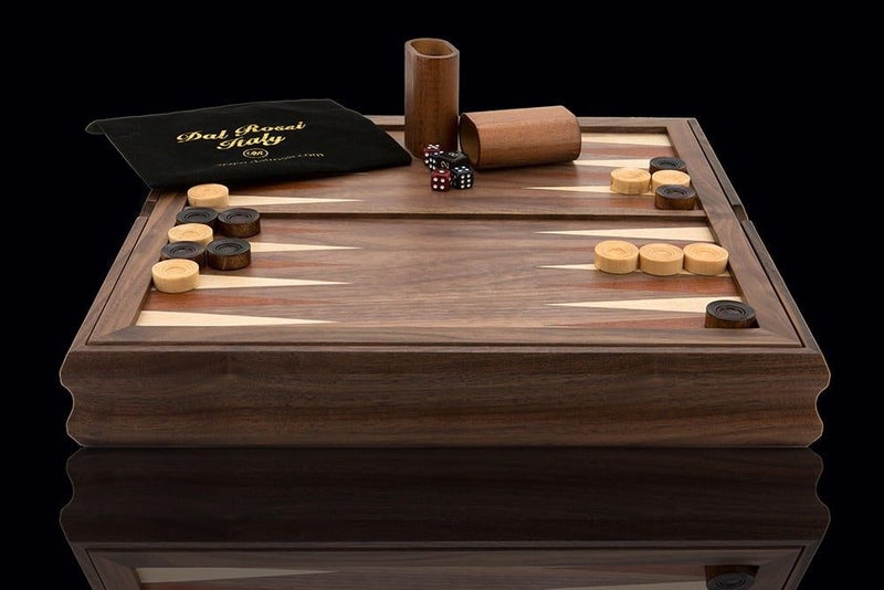 Quality DAL ROSSI Wooden Chess Checkers Backgammon Walnut Board Game Carousel 2