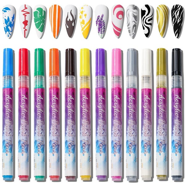 12 Colors Nail Art Drawing Pen Graffiti Nail Acrylic Pen Waterproof Carousel 1
